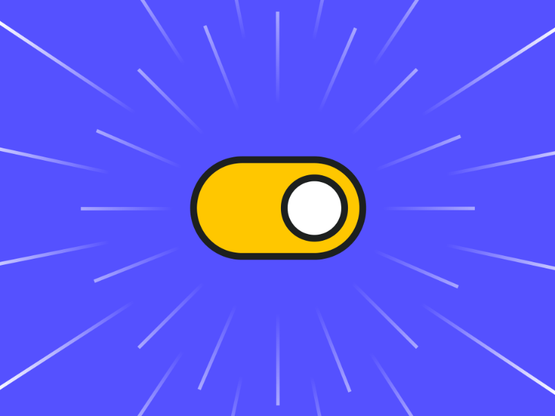 Toggle switch illustration on blue background