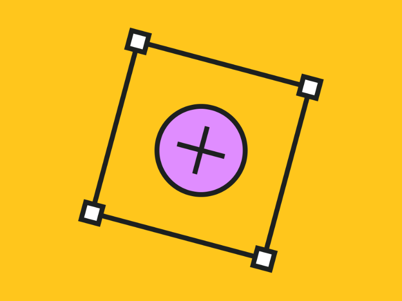 Design tool interface illustration on yellow background